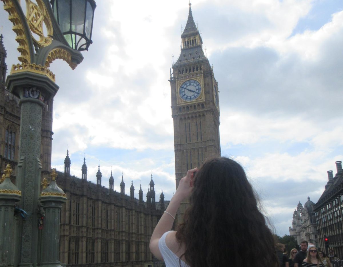 Alumnus Jaden Randall outside of Westminster and the Big Ben, on May 21st, 2026.